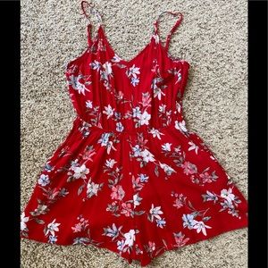 Floral print spaghetti strap romper